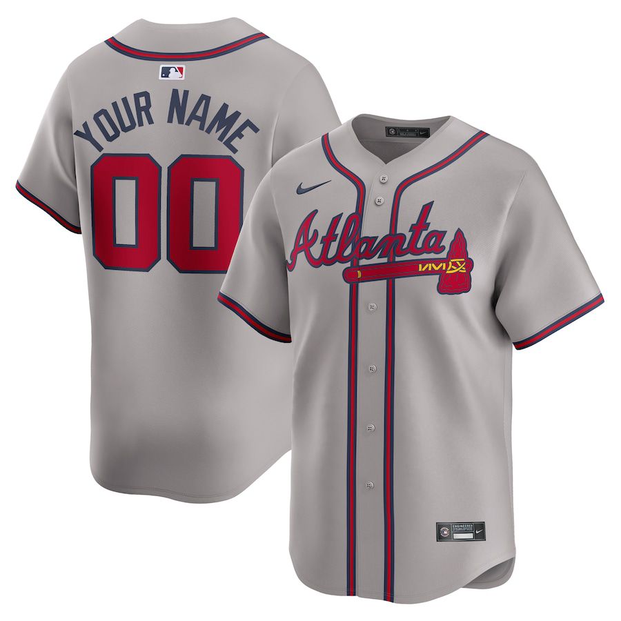 Men Atlanta Braves Nike Gray Away Limited Custom MLB Jersey->atlanta braves->MLB Jersey